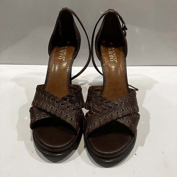 Franco Sarto Leather Heels Platform Sandals Braided Leather Like New - Picture 1 of 12